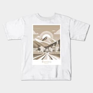 Minimal Vintage Retro Sepia Bansko Bulgaria Poster Kids T-Shirt